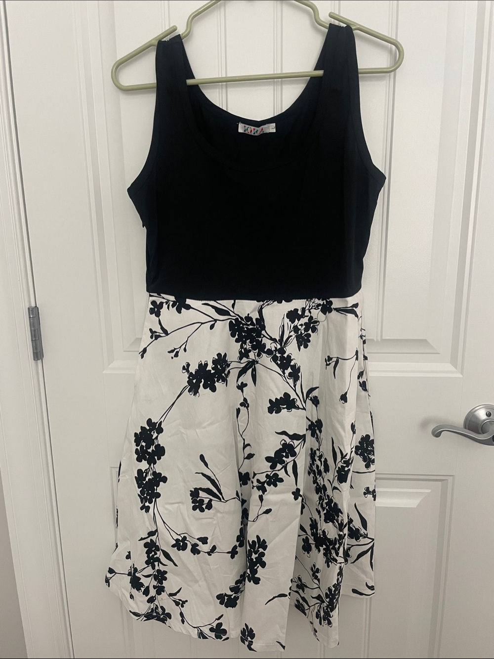 Black & White Floral Fit-and-Flare Dress